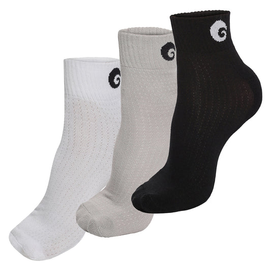 Performance Socks White Grey Black Ankle Size Pack of 3