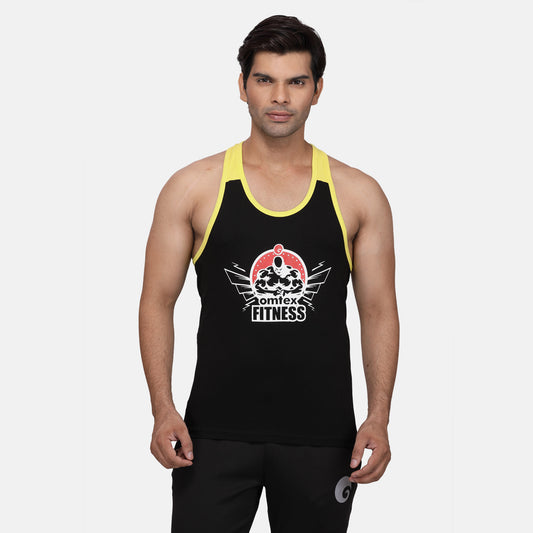 Men's Gym Stringer Black Yellow