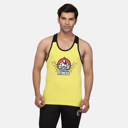 Men's Gym Stringer Yellow Black