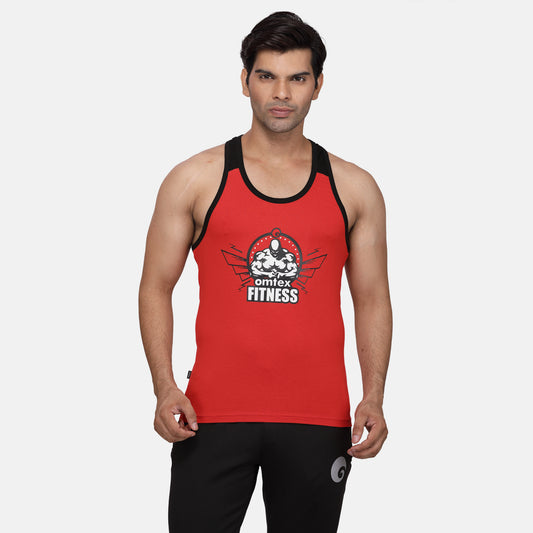 Men's Gym Stringer Red Black