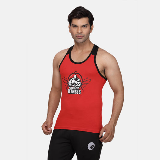 Men's Gym Stringer Red Black