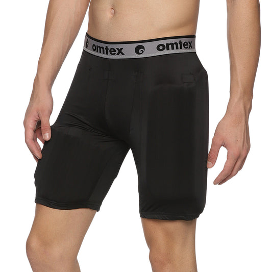 Omtex Compression Batting Shorts with Inner Pad - Left Handed - Black