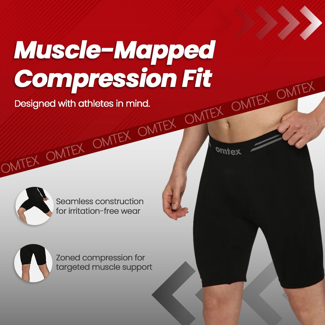 Compression Longer Running Shorts OMTEX SEAMLESS COMPRESSION SHORTS