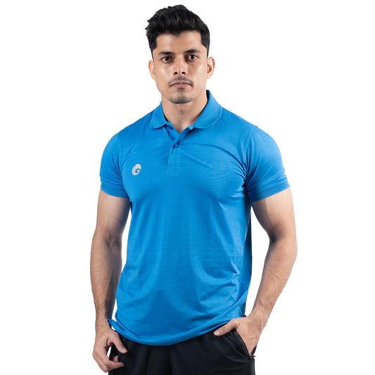 JACQUARD POLO T-SHIRT BLUE