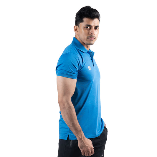 JACQUARD POLO T-SHIRT BLUE