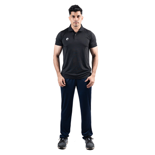 JACQUARD POLO T-SHIRT BLACK