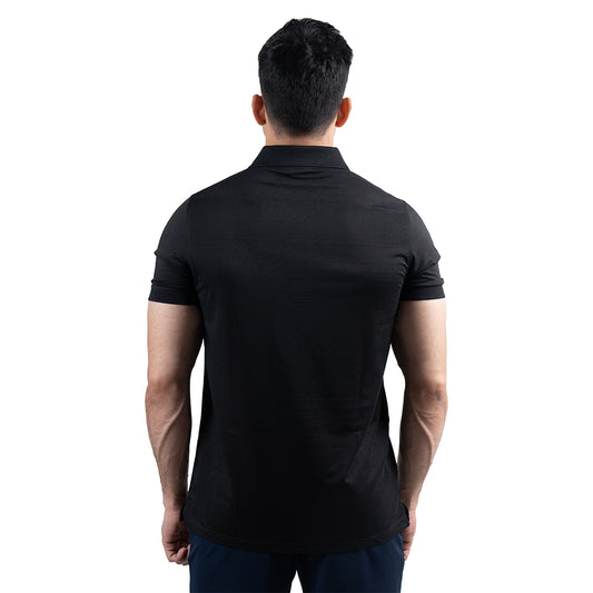 JACQUARD POLO T-SHIRT BLACK