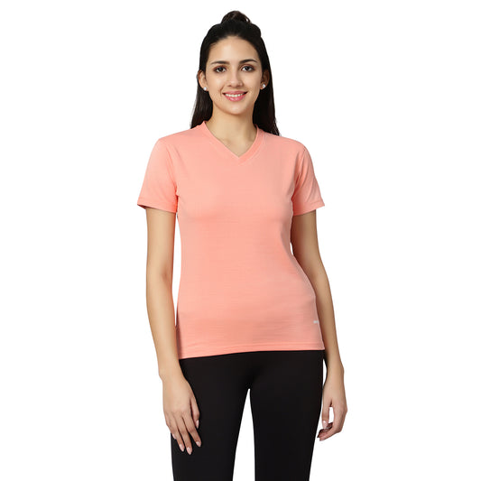 KD V Neck T-Shirt - Peach