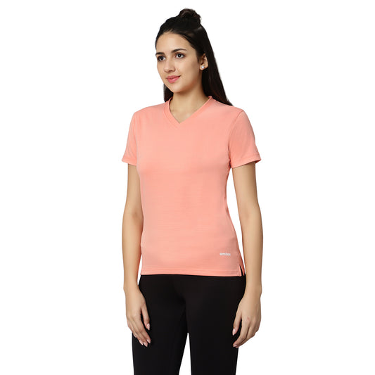 KD V Neck T-Shirt - Peach