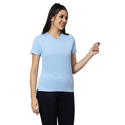 KD V Neck T-Shirt - Sky Blue