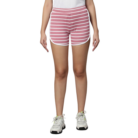 PIXY Stripe Shorts - Coral Pink